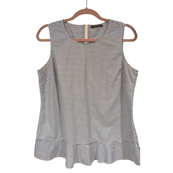 Tommy Hilfiger Tops - Tommy Hilfiger Striped Sleeveless Top Ruffle Hem Casual Blouse Large